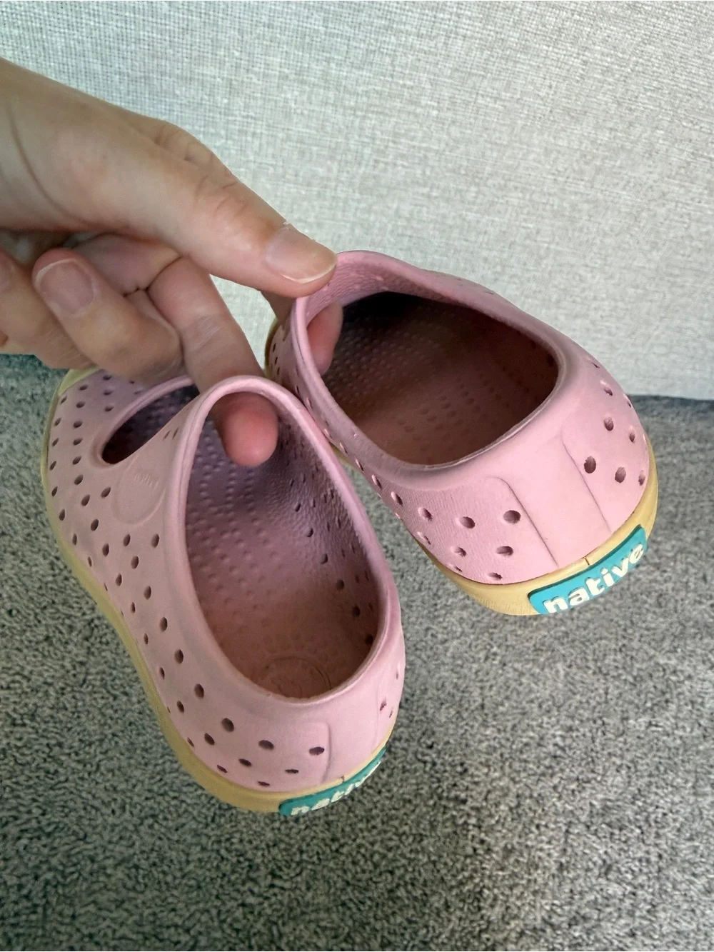 Native Kids Pink Slip-On Water Shoes with Yellow Toe Caps 6C